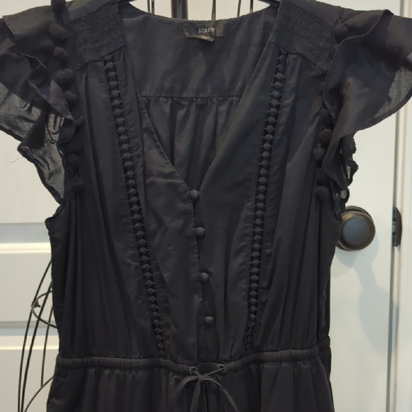 J. Crew Sz 2 Elegant Black Ruffled Dress - Picture 2 of 10